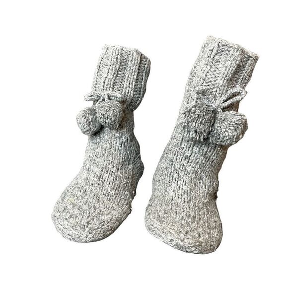 NWOT Aerie Knitted Wool Solid Light Gray Sequins Winter Slipper Socks size L - Picture 1 of 11
